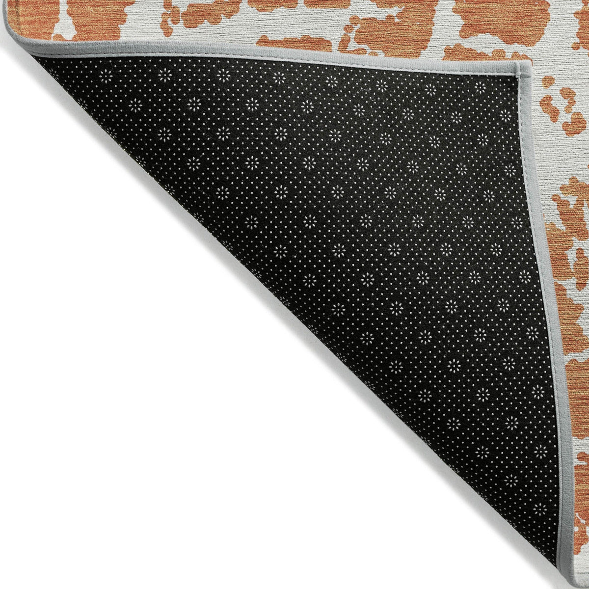 8' Runner Orange and White Abstract Washable Non Skid Indoor Outdoor Runner Rug LuxuryLifeWay Online Store