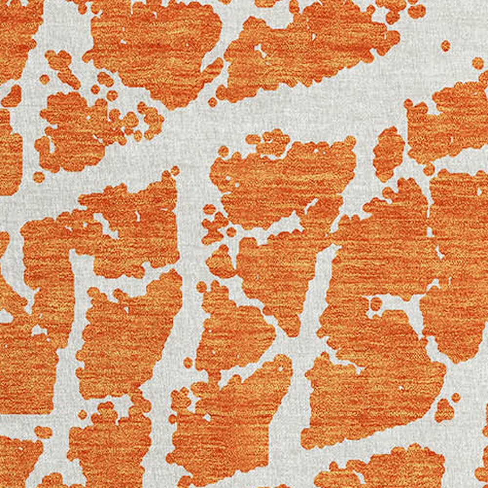 8' Runner Orange and White Abstract Washable Non Skid Indoor Outdoor Runner Rug LuxuryLifeWay Online Store