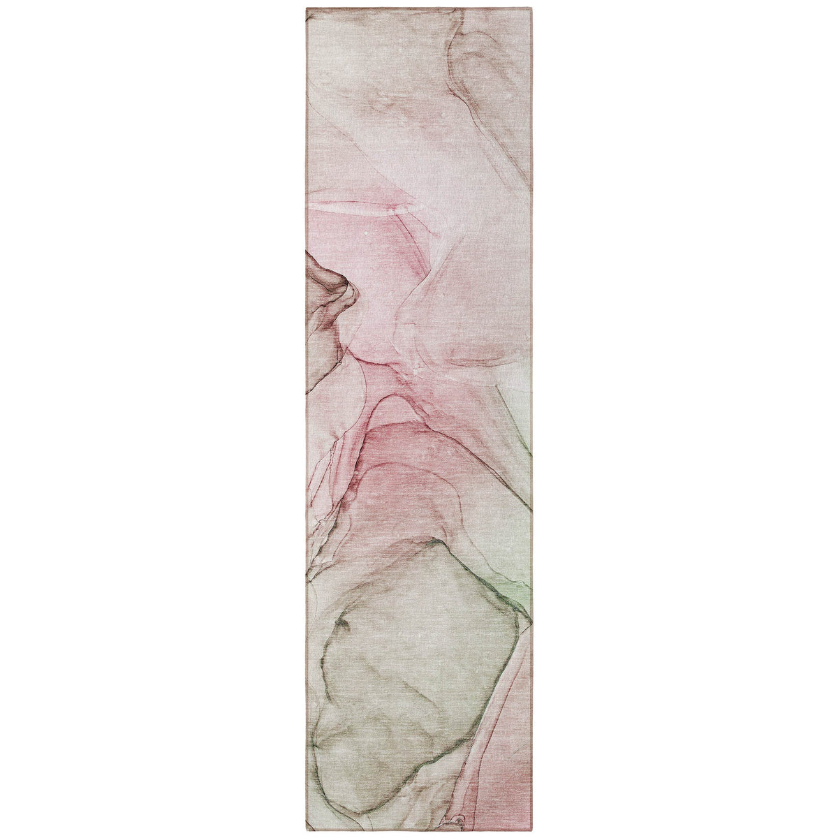 8' Runner Gray and Pink Abstract Washable Non Skid Indoor Outdoor Runner Rug LuxuryLifeWay Online Store