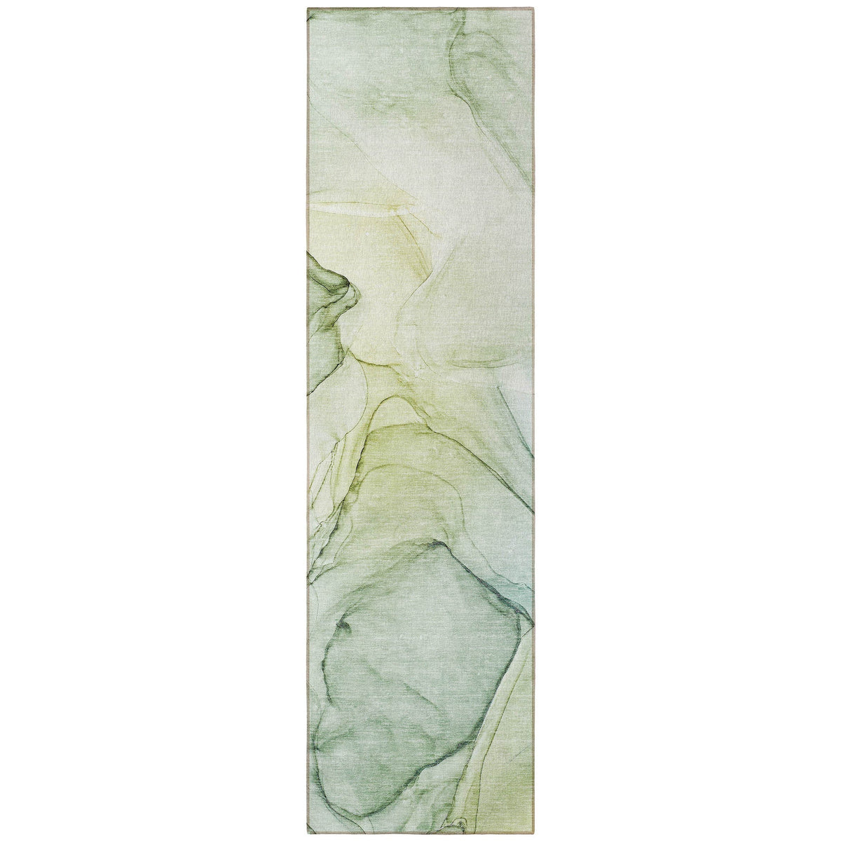 8' Runner Green Abstract Washable Non Skid Indoor Outdoor Runner Rug LuxuryLifeWay Online Store