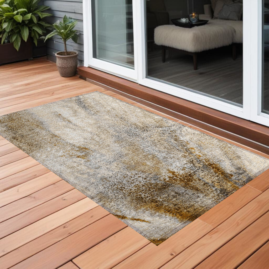 3' X 5' Brown Abstract Washable Non Skid Indoor Outdoor Area Rug LuxuryLifeWay Online Store