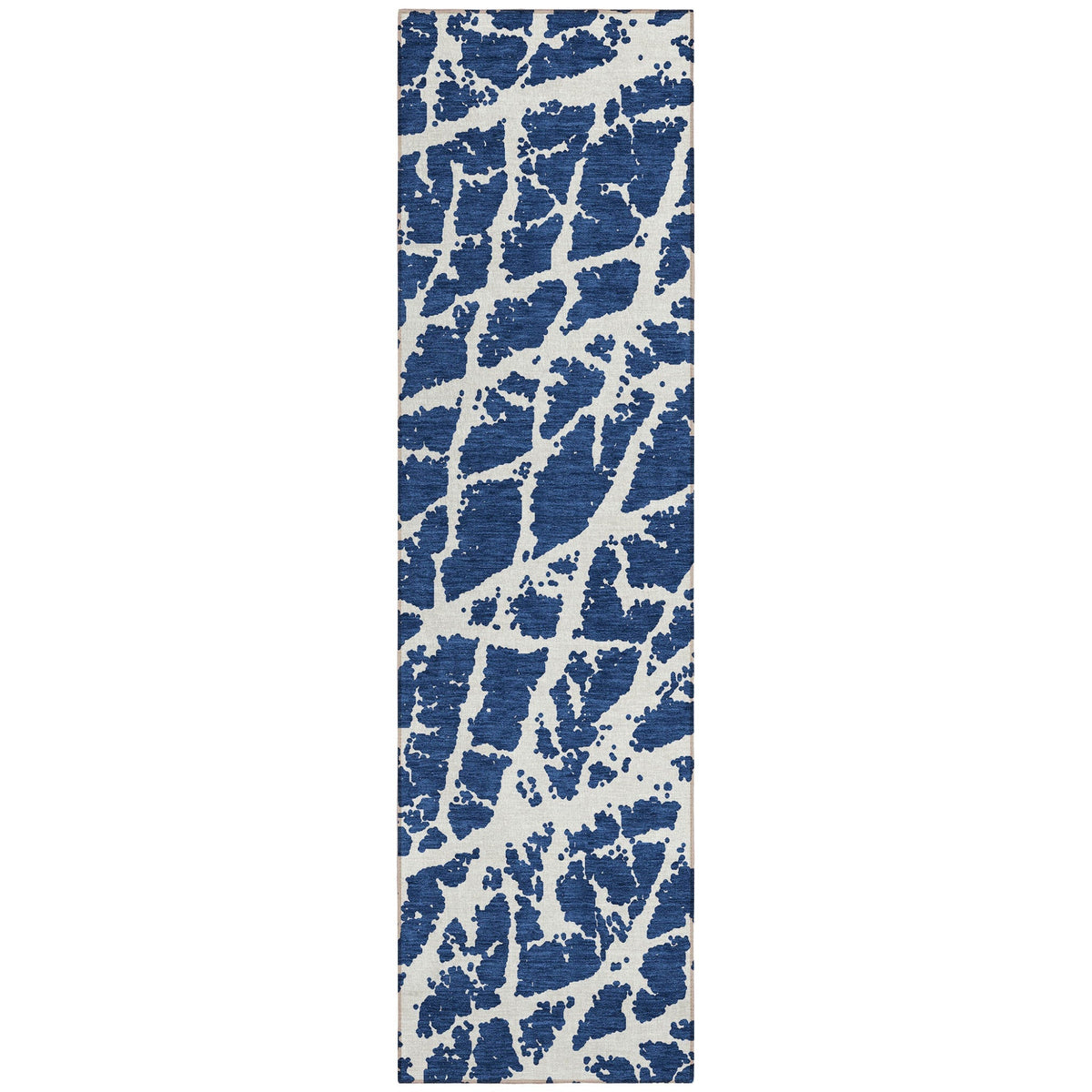 8' Runner Blue and White Abstract Washable Non Skid Indoor Outdoor Runner Rug LuxuryLifeWay Online Store