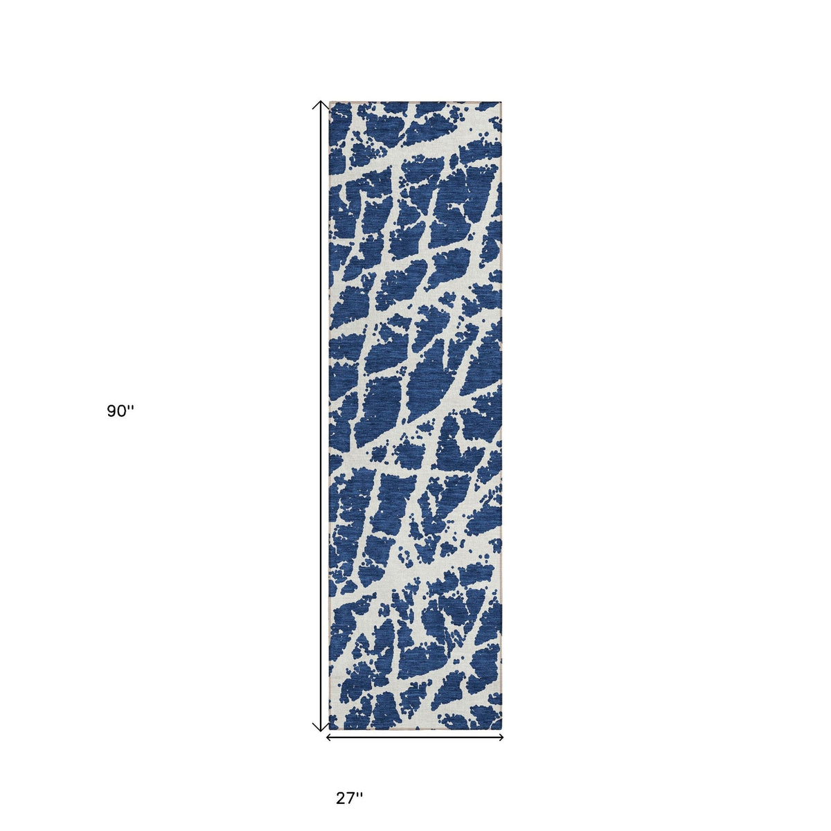 8' Runner Blue and White Abstract Washable Non Skid Indoor Outdoor Runner Rug LuxuryLifeWay Online Store