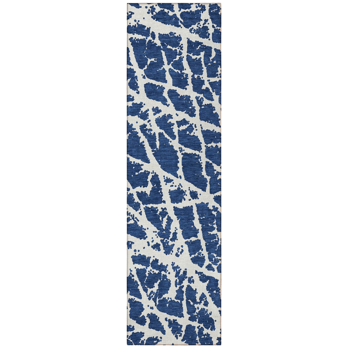 8' Runner Blue and White Abstract Washable Non Skid Indoor Outdoor Runner Rug LuxuryLifeWay Online Store
