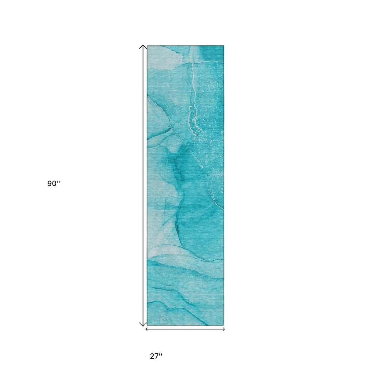 8' Runner Teal Abstract Washable Non Skid Indoor Outdoor Runner Rug LuxuryLifeWay Online Store