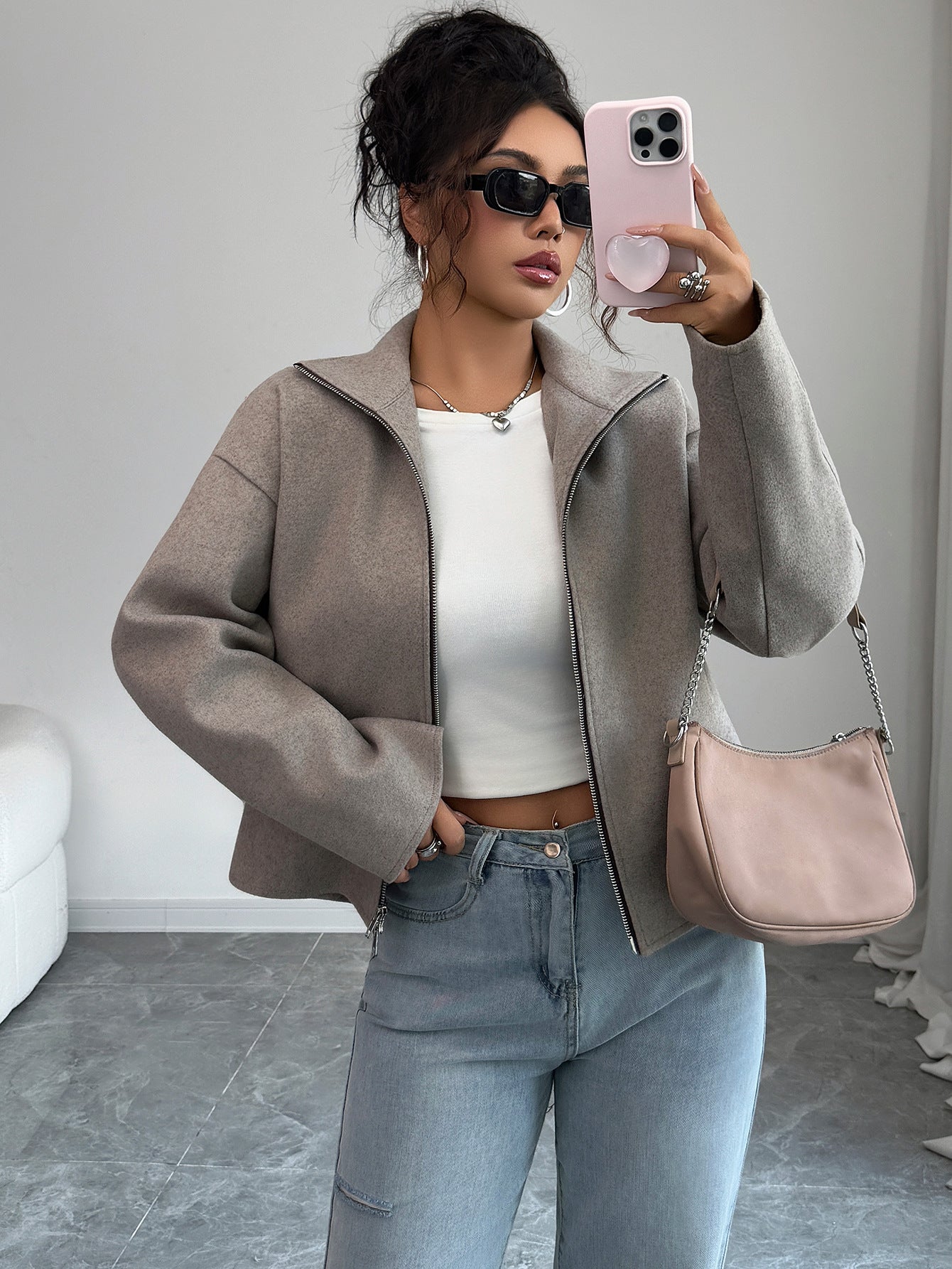 Solid Color Long Sleeve Jacket Coat Women's Clothing Best YouTube Store