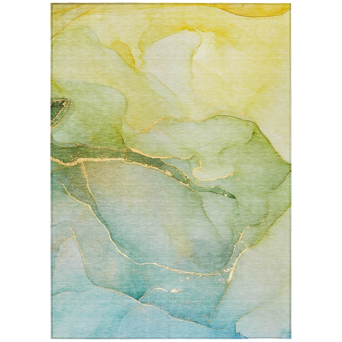 3' X 5' Green Abstract Washable Non Skid Indoor Outdoor Area Rug LuxuryLifeWay Online Store