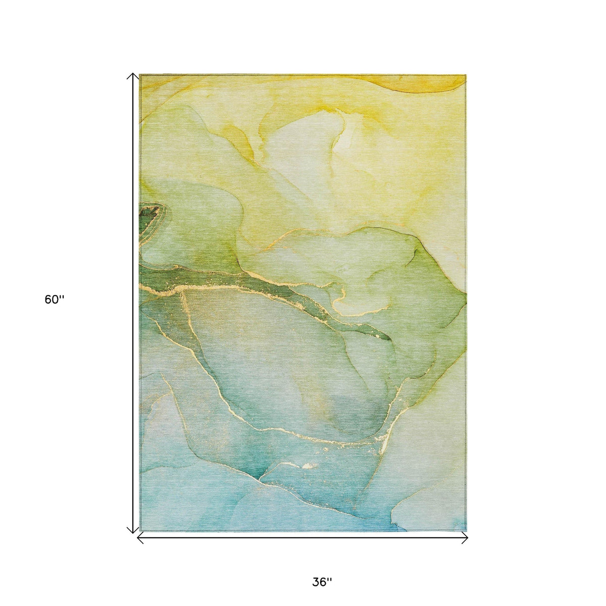 3' X 5' Green Abstract Washable Non Skid Indoor Outdoor Area Rug LuxuryLifeWay Online Store