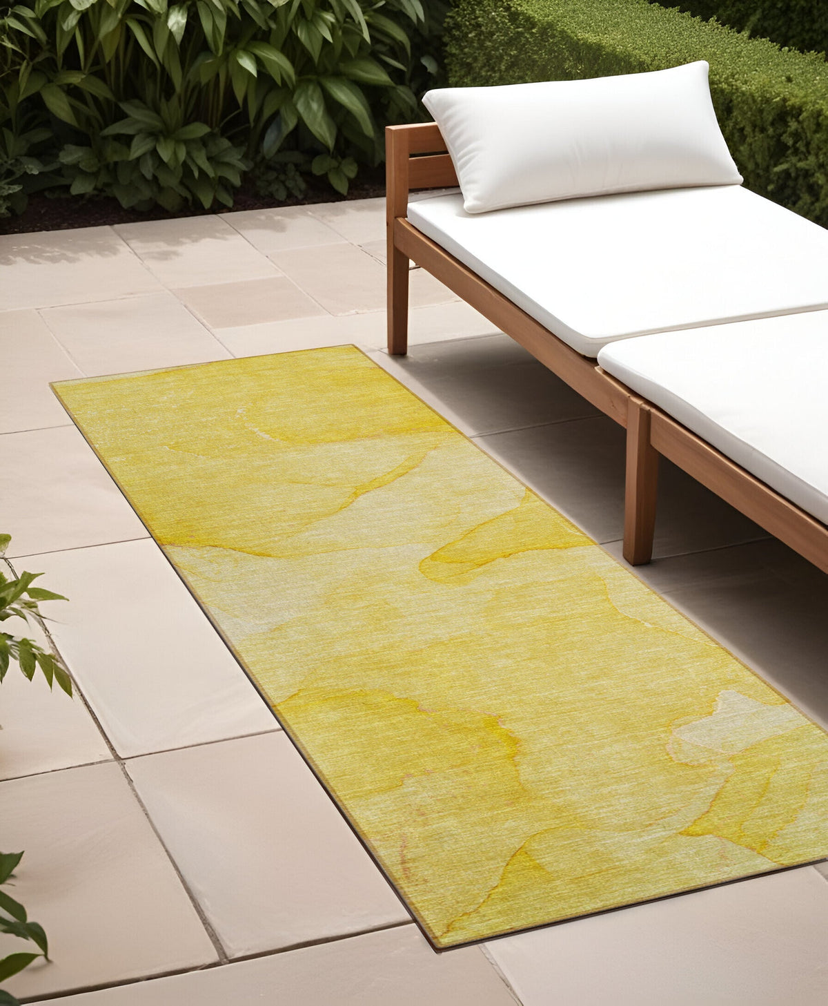 2' X 8' Gold Abstract Washable Non Skid Indoor Outdoor Runner Rug LuxuryLifeWay Online Store