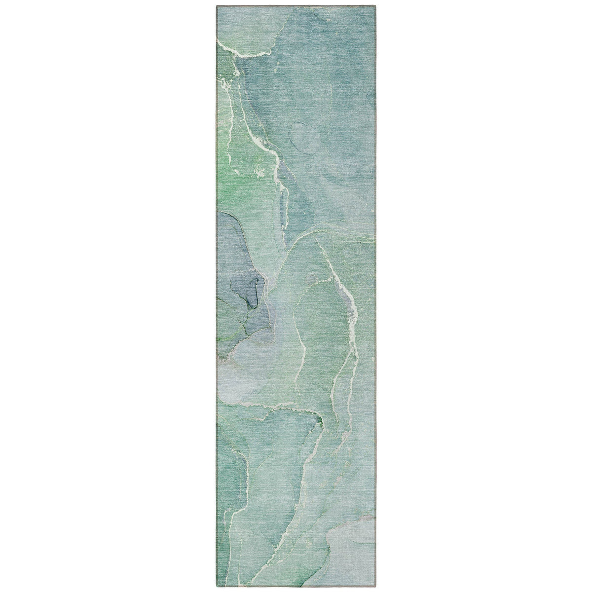 8' Runner Teal Abstract Washable Non Skid Indoor Outdoor Runner Rug LuxuryLifeWay Online Store