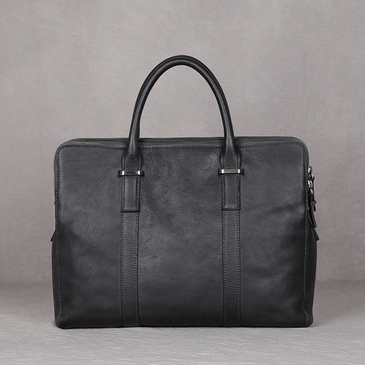 Vintage Vegetable Tanned Leather Men's First Layer Cowhide Casual Business Handbag LadyShow.Store