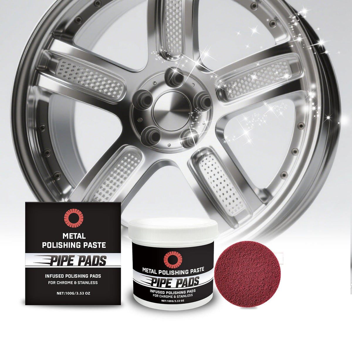 Metal Polishing Care Kit 1 00g Bottle-1 Sponge Pad 1Box Tri Light Beauty