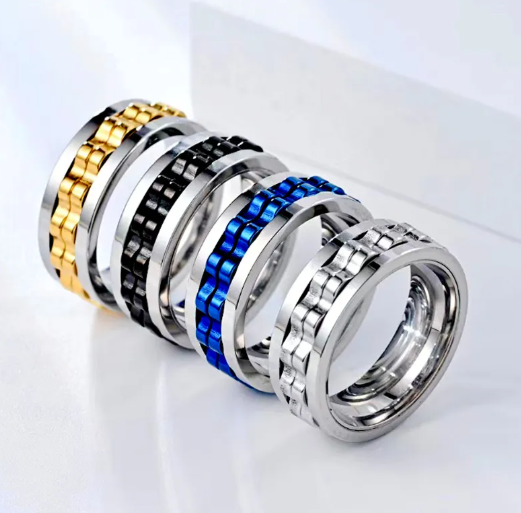 Stainless Steel Spinner Fidget Ring for Men Best YouTube Store