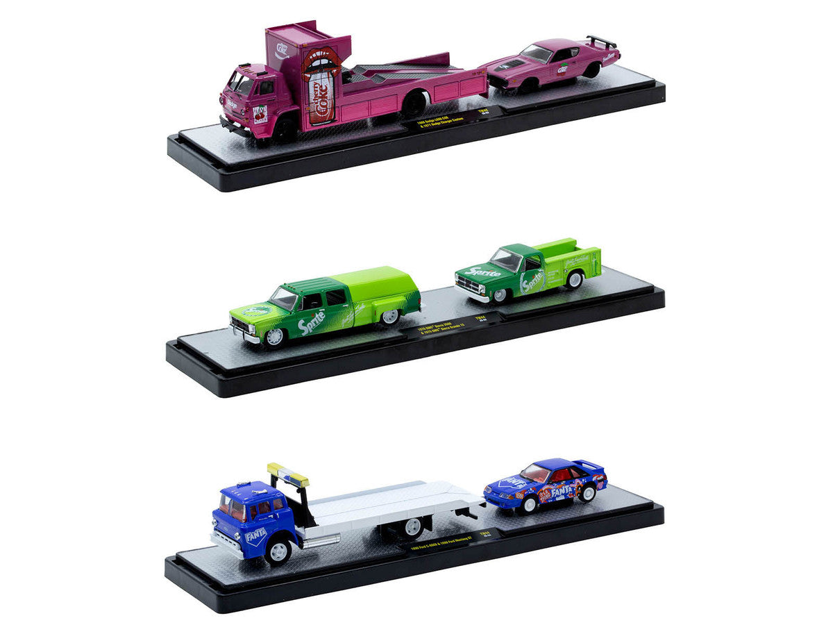 Auto Haulers "Soda" Set of 3 pieces Release 44 Limited Edition to 5750 pieces Worldwide 1/64 Diecast Model Cars by M2 Machines LuxuryLifeWay Online Store