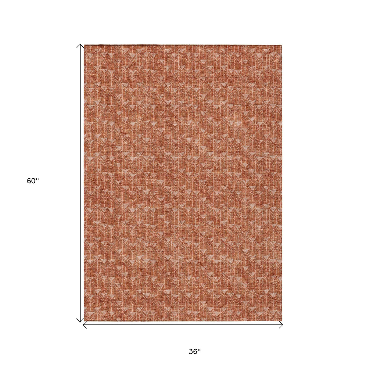 3' X 5' Terra Cotta Geometric Washable Non Skid Indoor Outdoor Area Rug LuxuryLifeWay Online Store