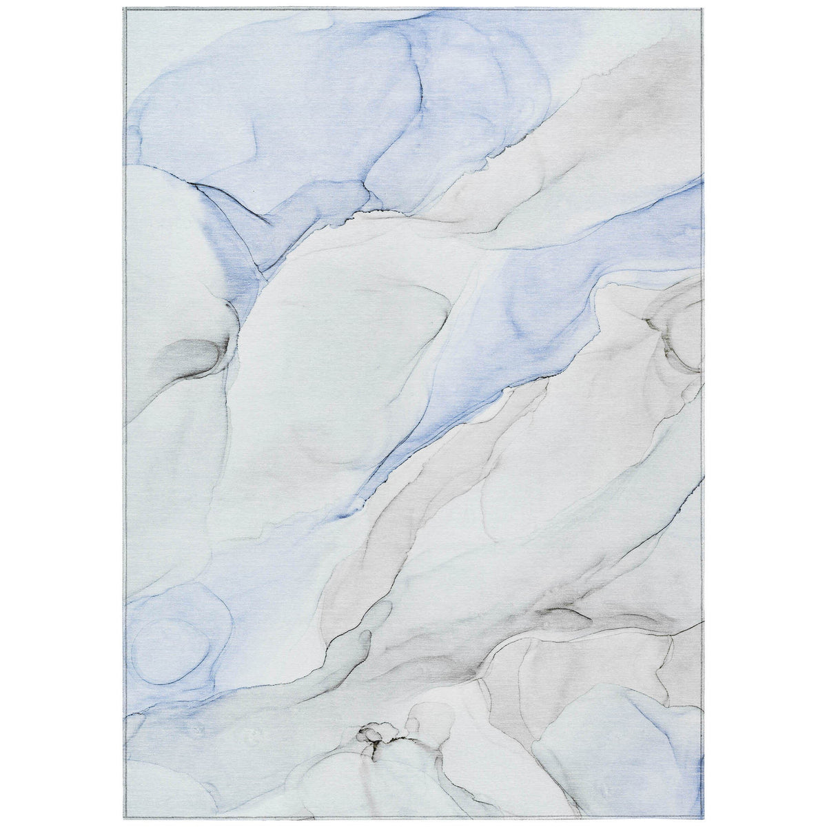 3' X 5' Ivory Blue and Gray Abstract Washable Non Skid Indoor Outdoor Area Rug LuxuryLifeWay Online Store
