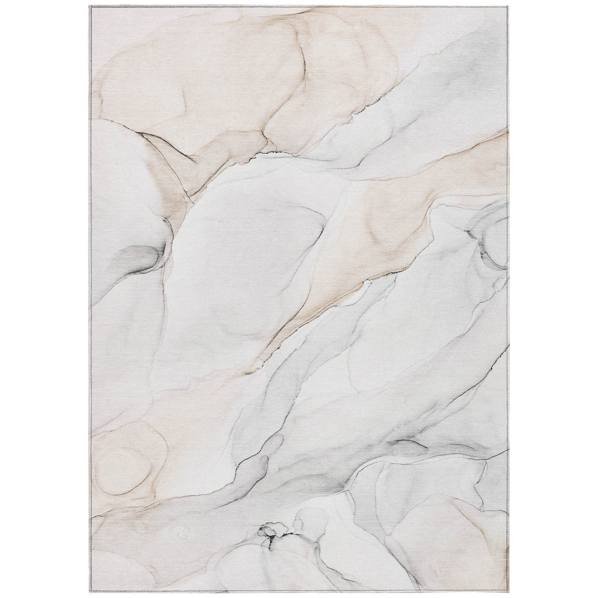 3' X 5' Beige Ivory and Gray Abstract Washable Non Skid Indoor Outdoor Area Rug LuxuryLifeWay Online Store