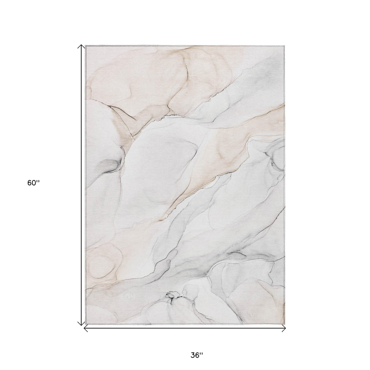 3' X 5' Beige Ivory and Gray Abstract Washable Non Skid Indoor Outdoor Area Rug LuxuryLifeWay Online Store