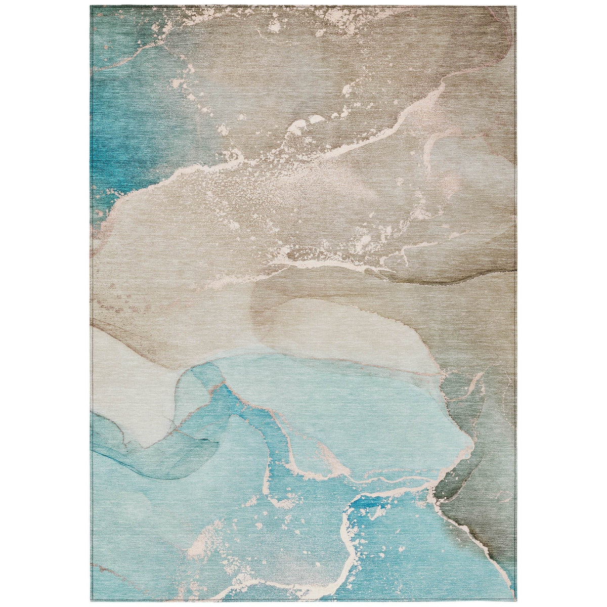 3' X 5' Teal Abstract Washable Non Skid Indoor Outdoor Area Rug LuxuryLifeWay Online Store