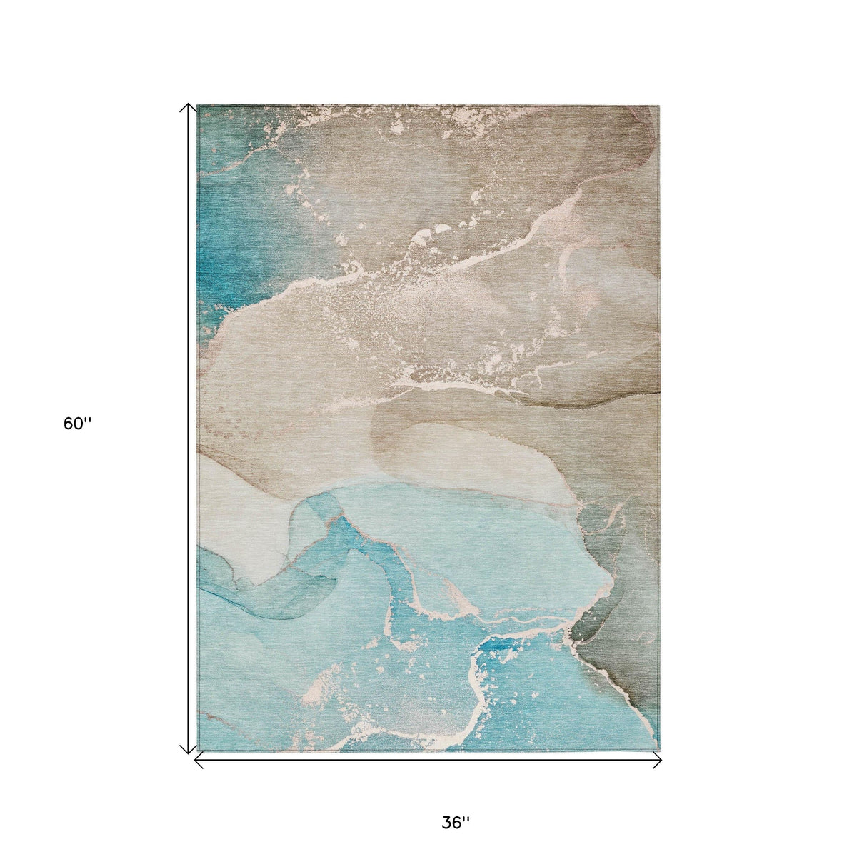 3' X 5' Teal Abstract Washable Non Skid Indoor Outdoor Area Rug LuxuryLifeWay Online Store