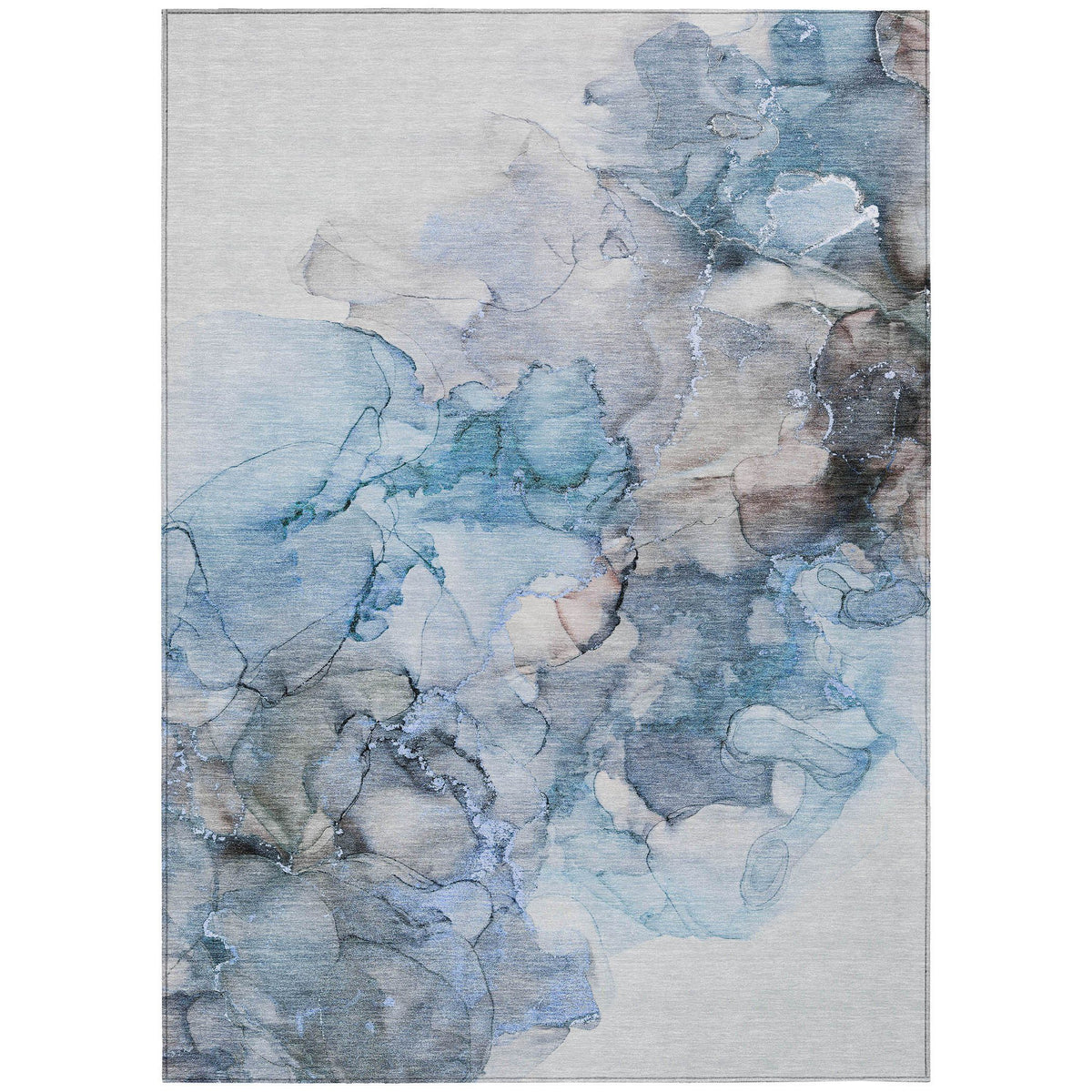 3' X 5' Blue and Gray Abstract Washable Non Skid Indoor Outdoor Area Rug LuxuryLifeWay Online Store
