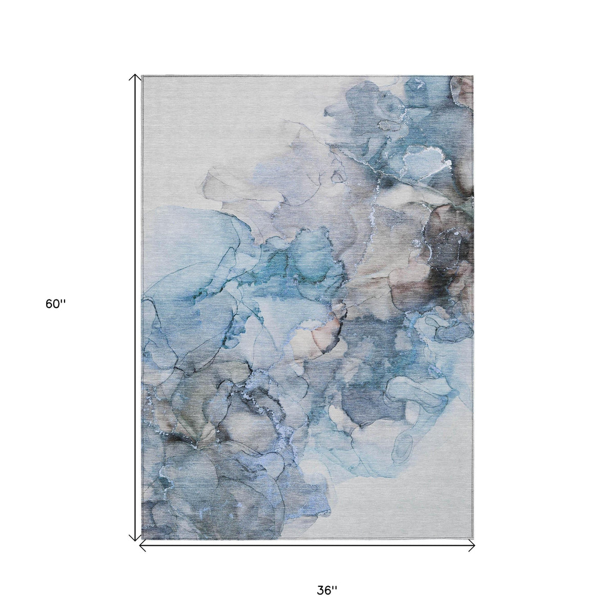3' X 5' Blue and Gray Abstract Washable Non Skid Indoor Outdoor Area Rug LuxuryLifeWay Online Store