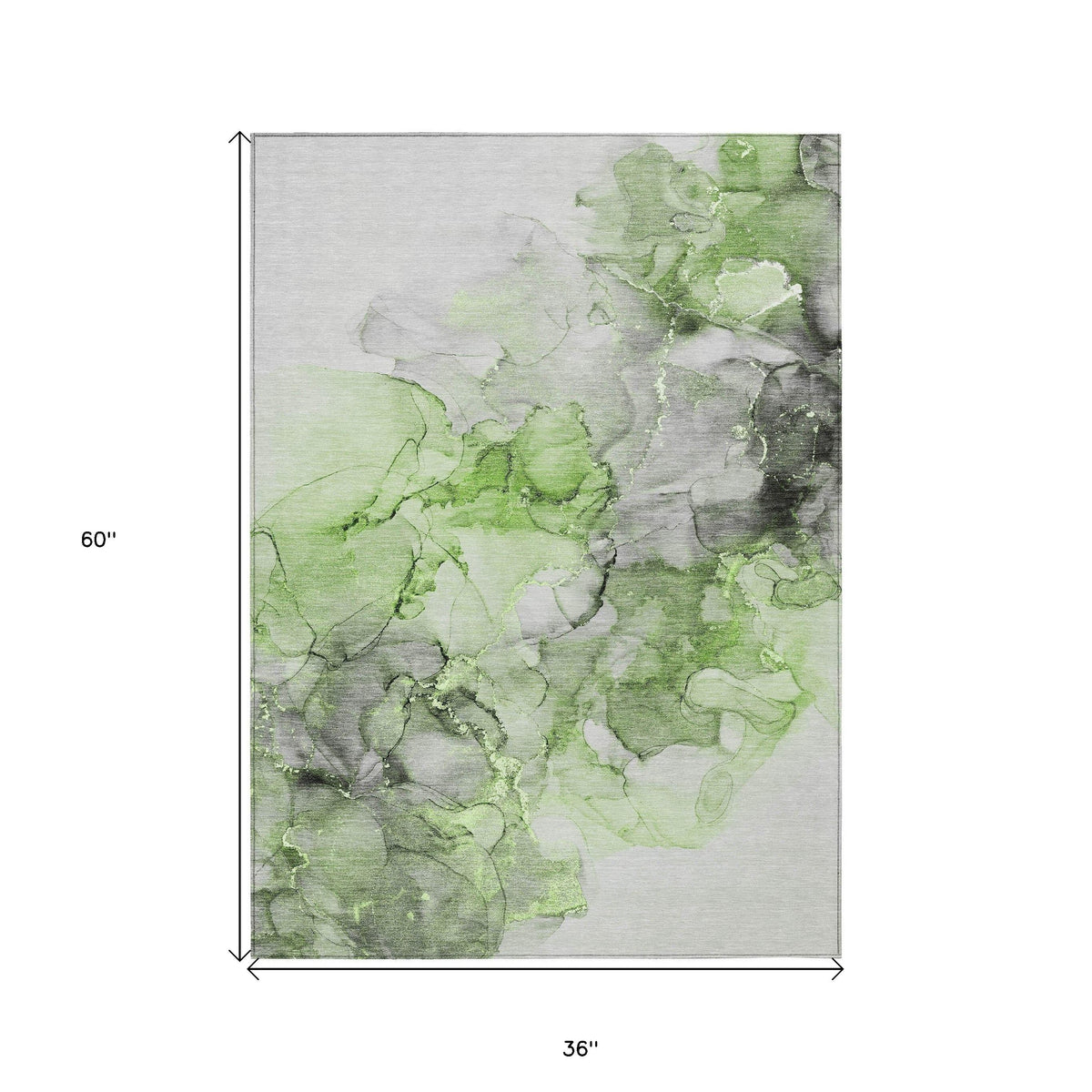 3' X 5' Green Abstract Washable Non Skid Indoor Outdoor Area Rug LuxuryLifeWay Online Store