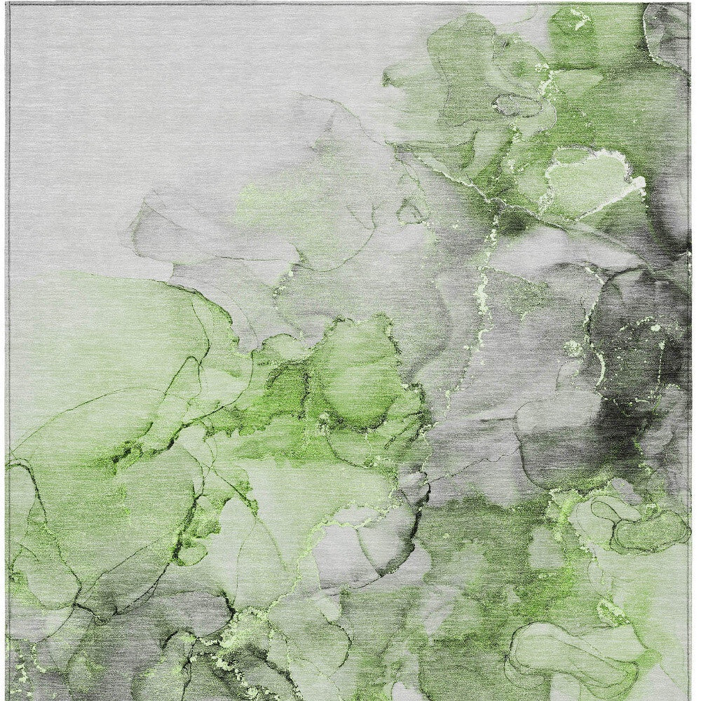 3' X 5' Green Abstract Washable Non Skid Indoor Outdoor Area Rug LuxuryLifeWay Online Store