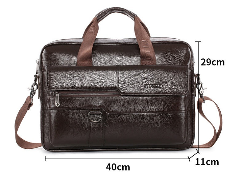 Leather Men's Briefcase Top Layer Cowhide Messenger Bag Large Capacity Single Shoulder Bag Business Multi-function CJD