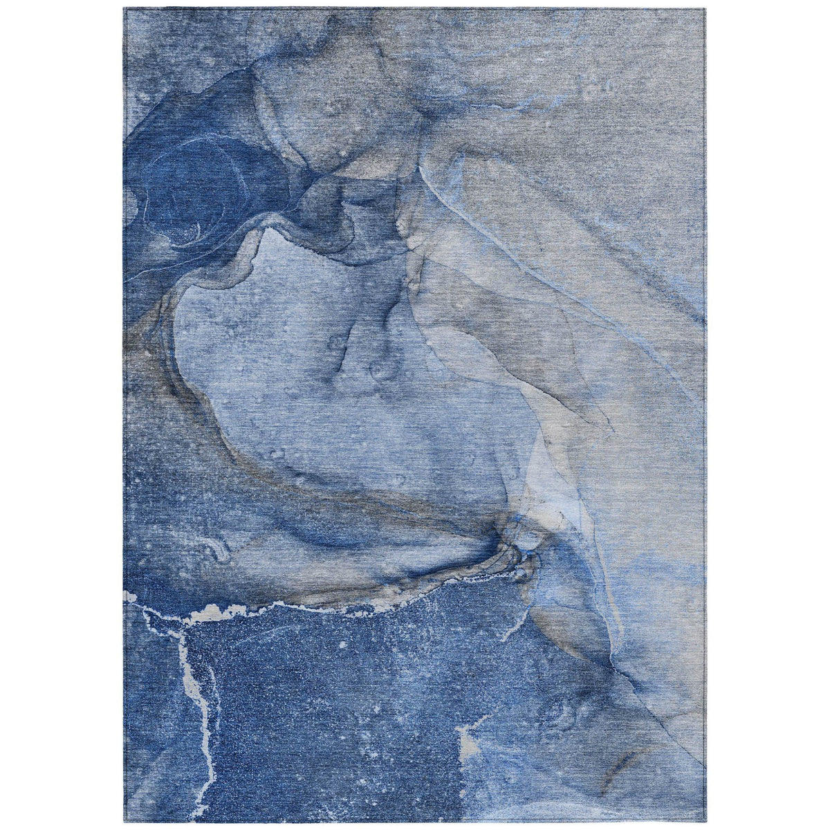 3' X 5' Navy Blue Abstract Washable Non Skid Indoor Outdoor Area Rug LuxuryLifeWay Online Store