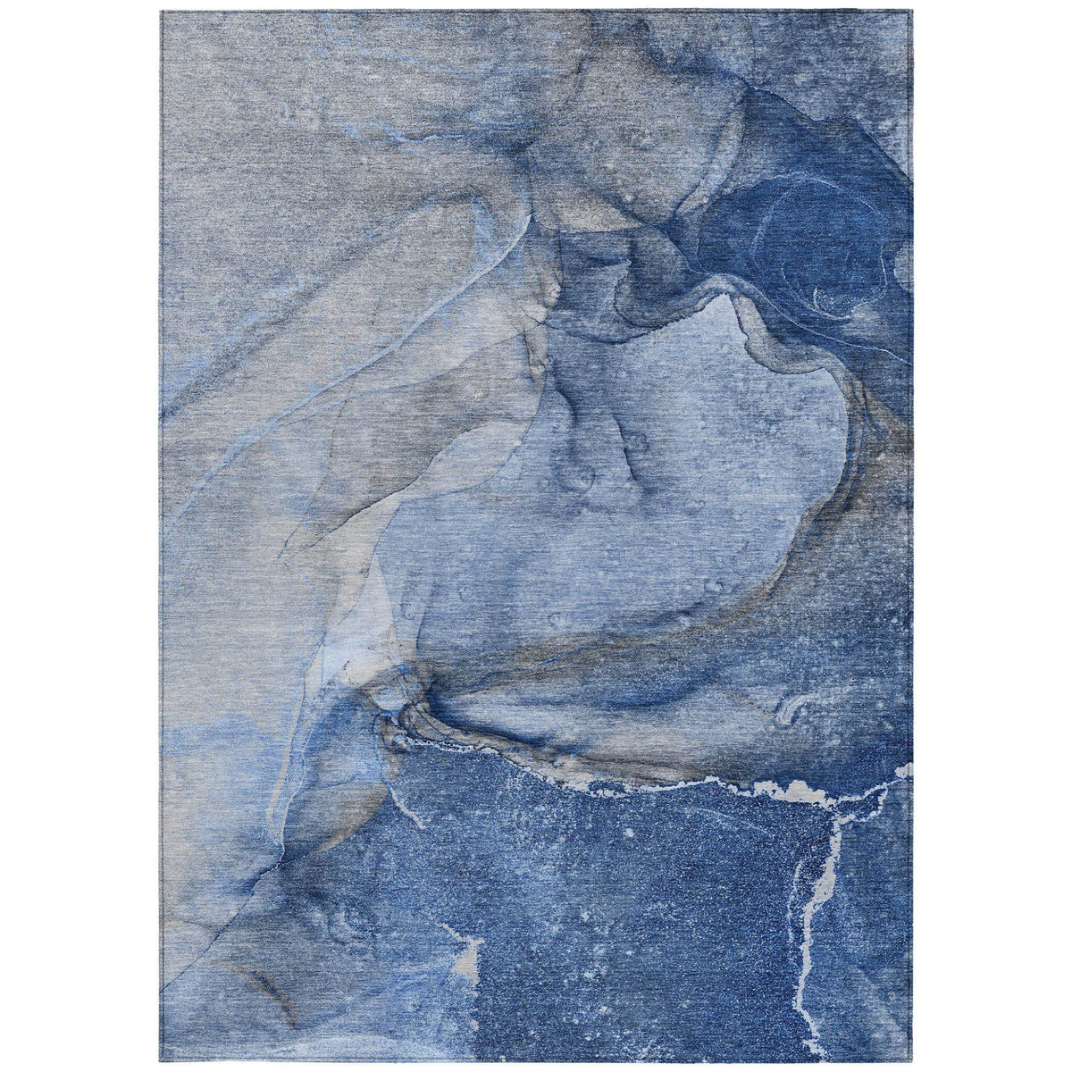 3' X 5' Navy Blue Abstract Washable Non Skid Indoor Outdoor Area Rug LuxuryLifeWay Online Store