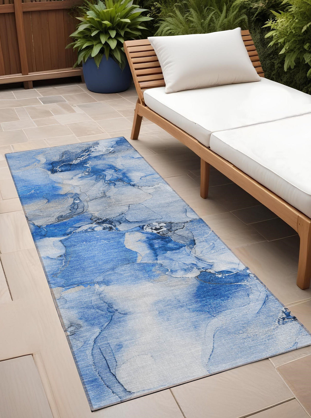 2' X 8' Navy Blue Abstract Washable Indoor Outdoor Runner Rug LuxuryLifeWay Online Store