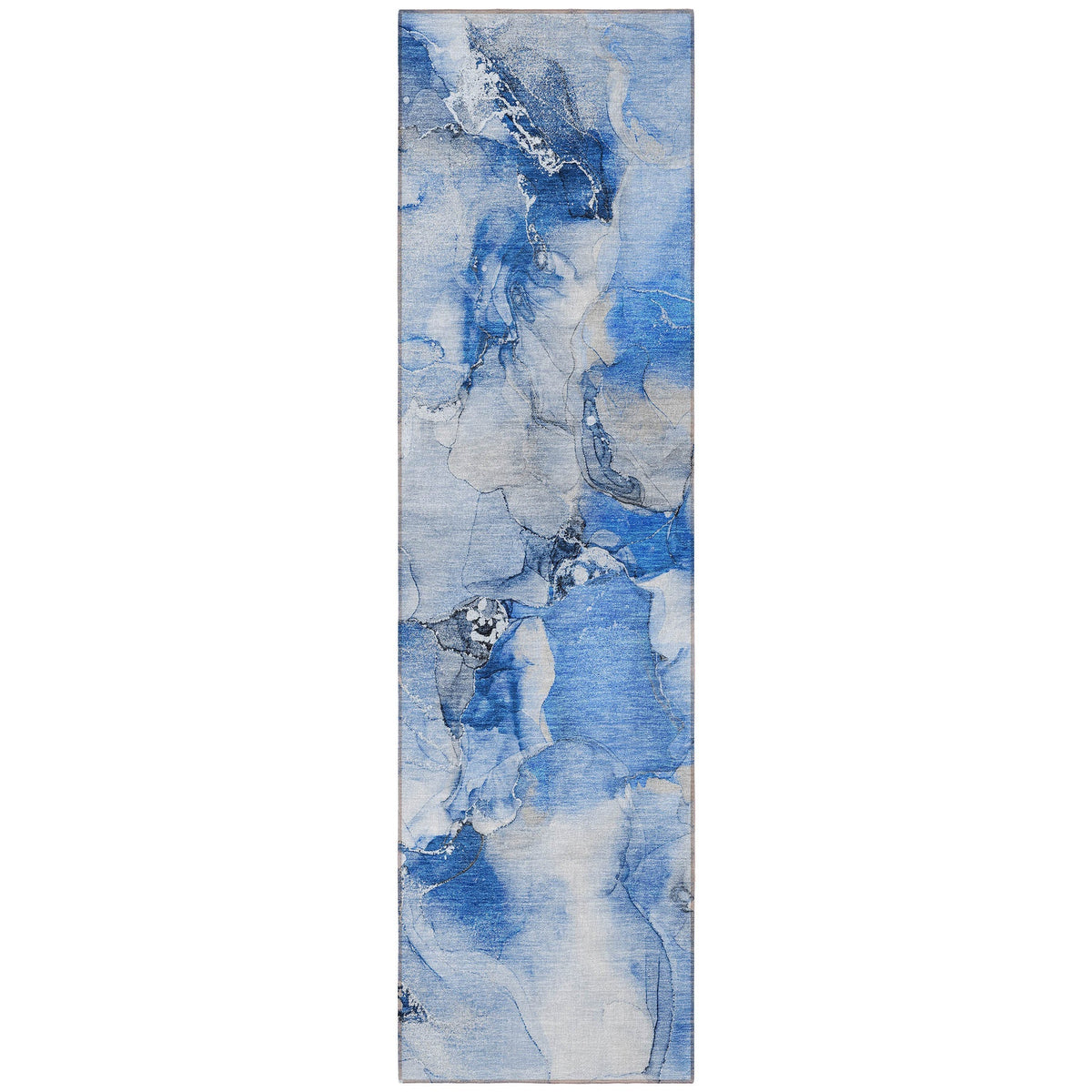 2' X 8' Navy Blue Abstract Washable Indoor Outdoor Runner Rug LuxuryLifeWay Online Store