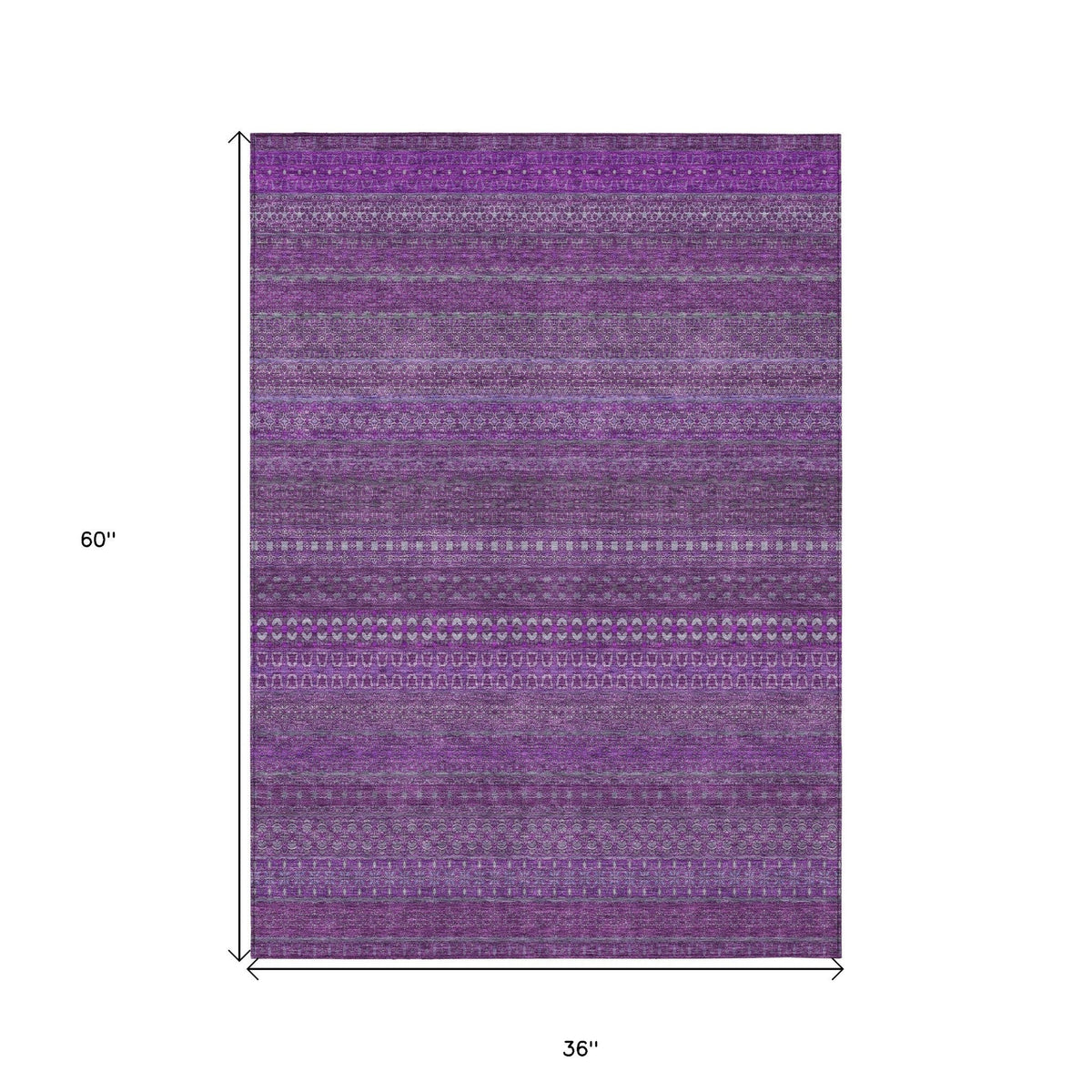 3' X 5' Eggplant Striped Washable Non Skid Indoor Outdoor Area Rug LuxuryLifeWay Online Store