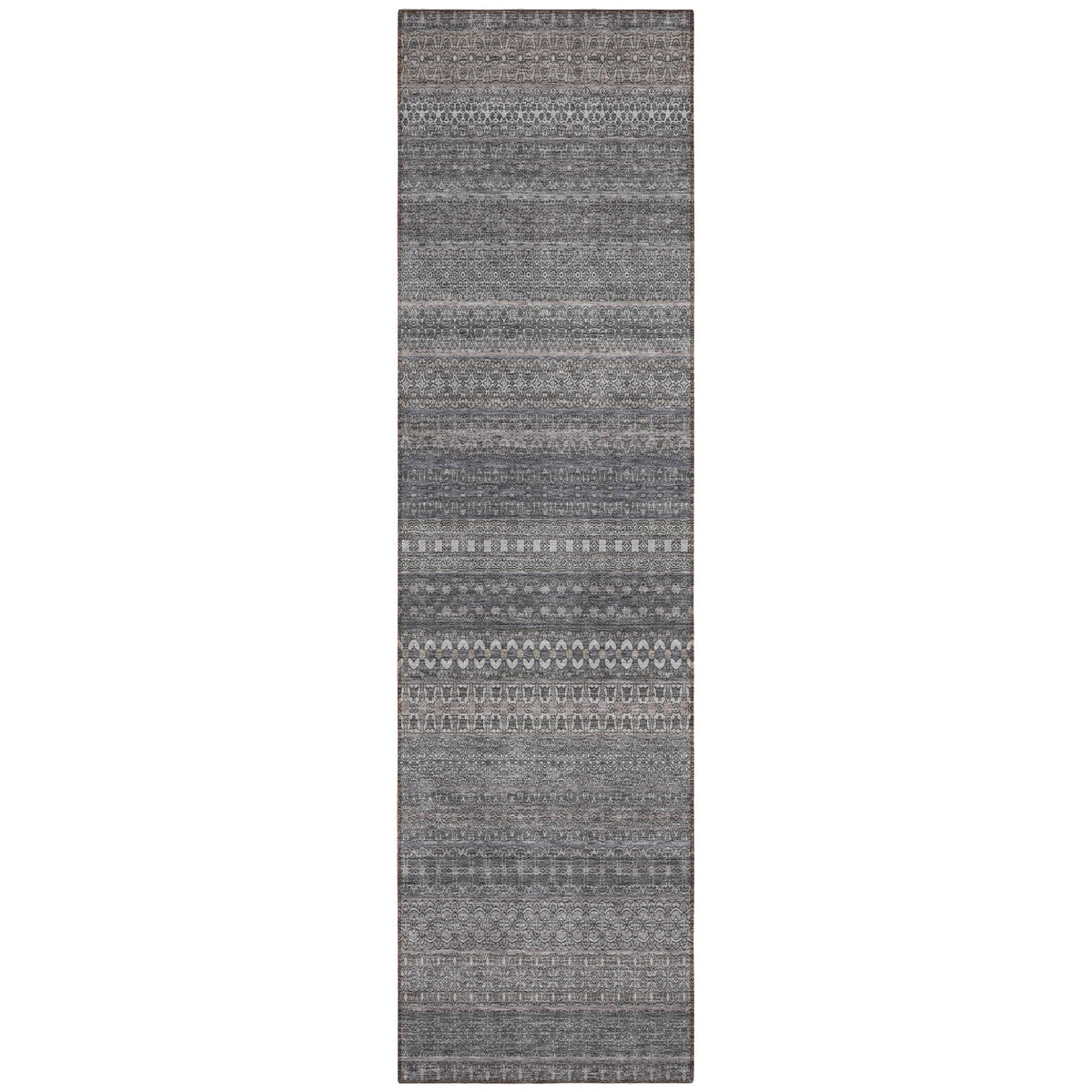 2' X 8' Gray Striped Washable Indoor Outdoor Runner Rug LuxuryLifeWay Online Store
