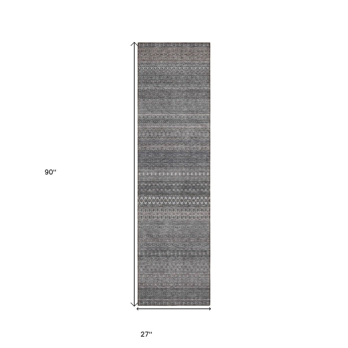 2' X 8' Gray Striped Washable Indoor Outdoor Runner Rug LuxuryLifeWay Online Store
