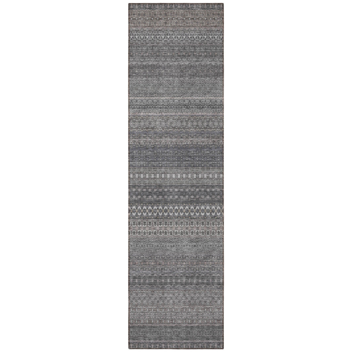 2' X 8' Gray Striped Washable Indoor Outdoor Runner Rug LuxuryLifeWay Online Store