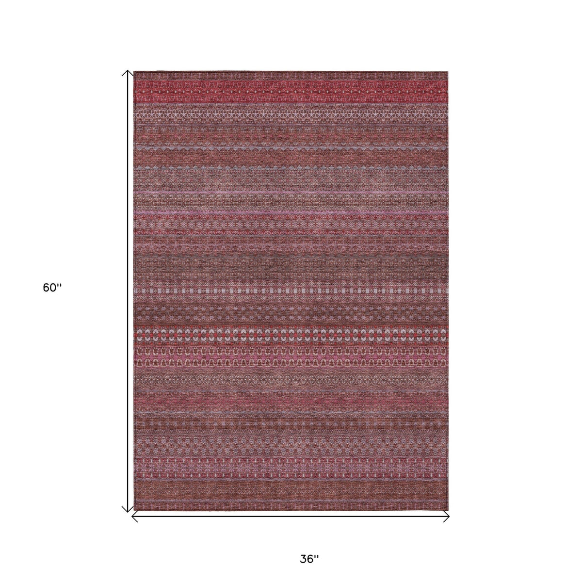 3' X 5' Merlot Striped Washable Non Skid Indoor Outdoor Area Rug LuxuryLifeWay Online Store
