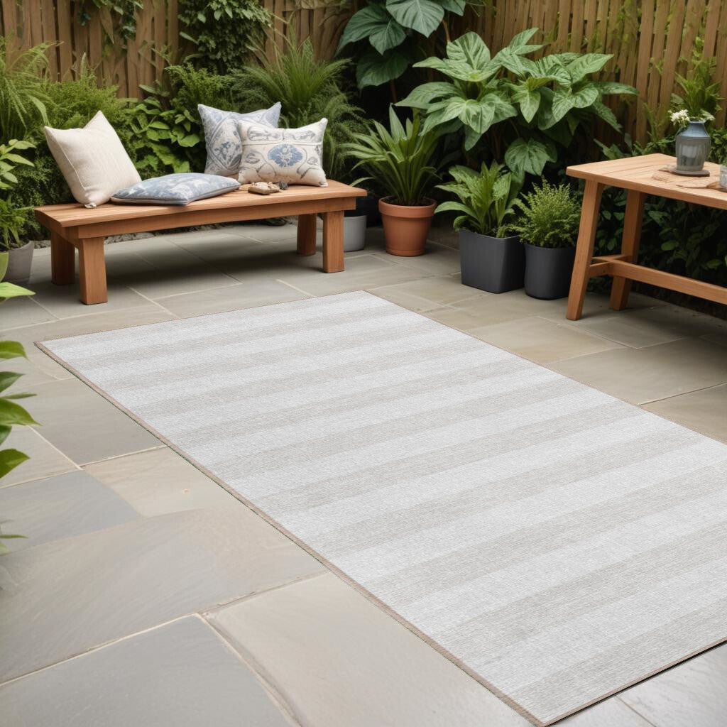2' X 8' Ivory Striped Washable Indoor Outdoor Runner Rug LuxuryLifeWay Online Store