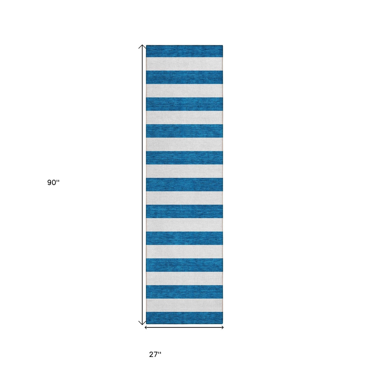 8' Runner Navy Blue Striped Washable Non Skid Indoor Outdoor Runner Rug LuxuryLifeWay Online Store