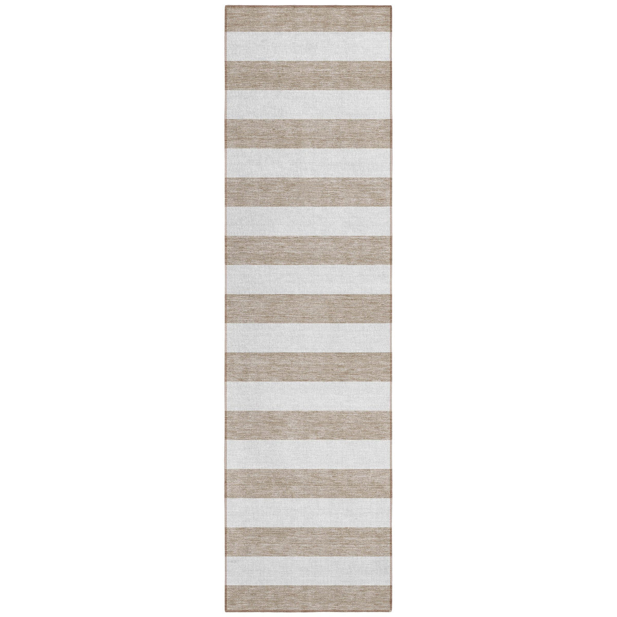 2' X 8' Taupe and White Striped Washable Indoor Outdoor Runner Rug LuxuryLifeWay Online Store