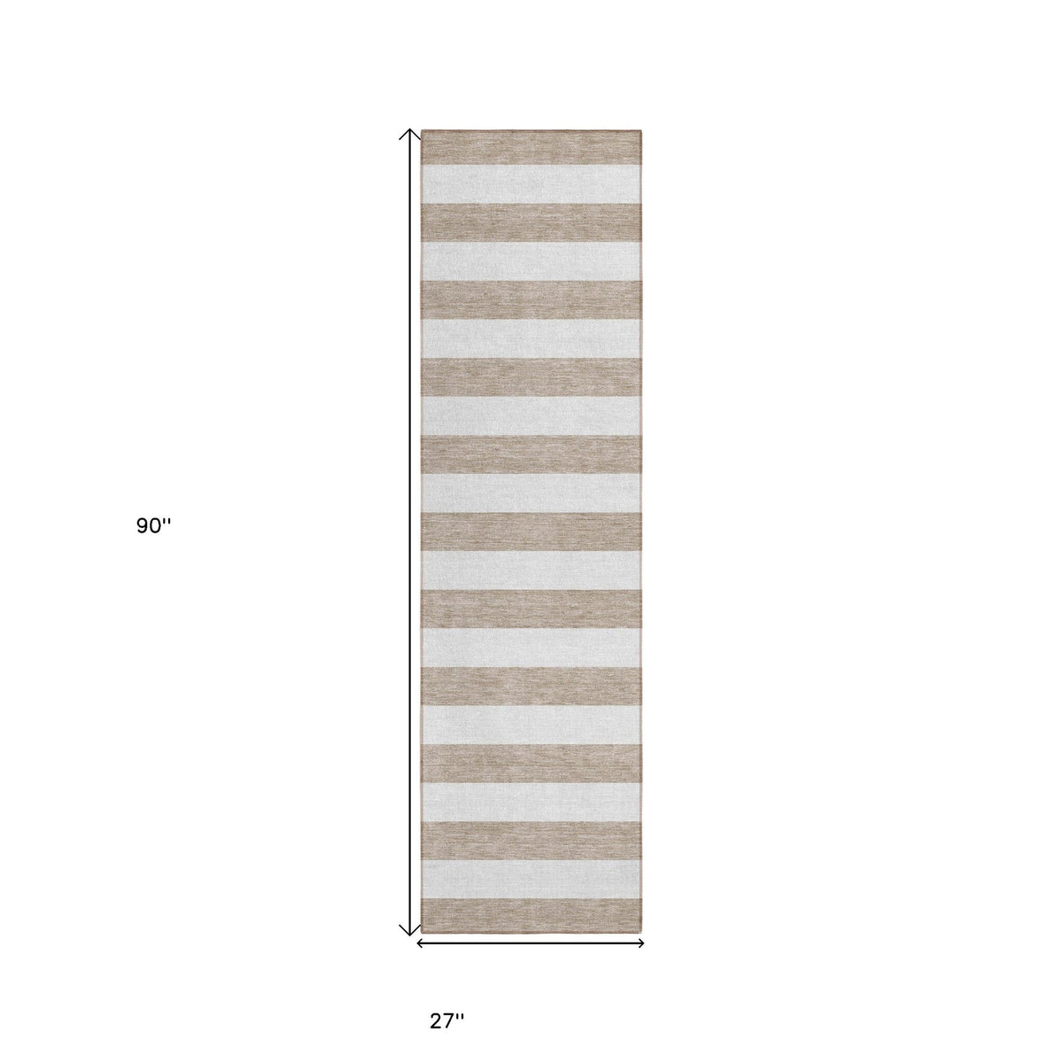 2' X 8' Taupe and White Striped Washable Indoor Outdoor Runner Rug LuxuryLifeWay Online Store