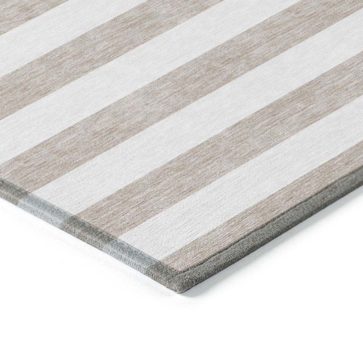 2' X 8' Taupe and White Striped Washable Indoor Outdoor Runner Rug LuxuryLifeWay Online Store