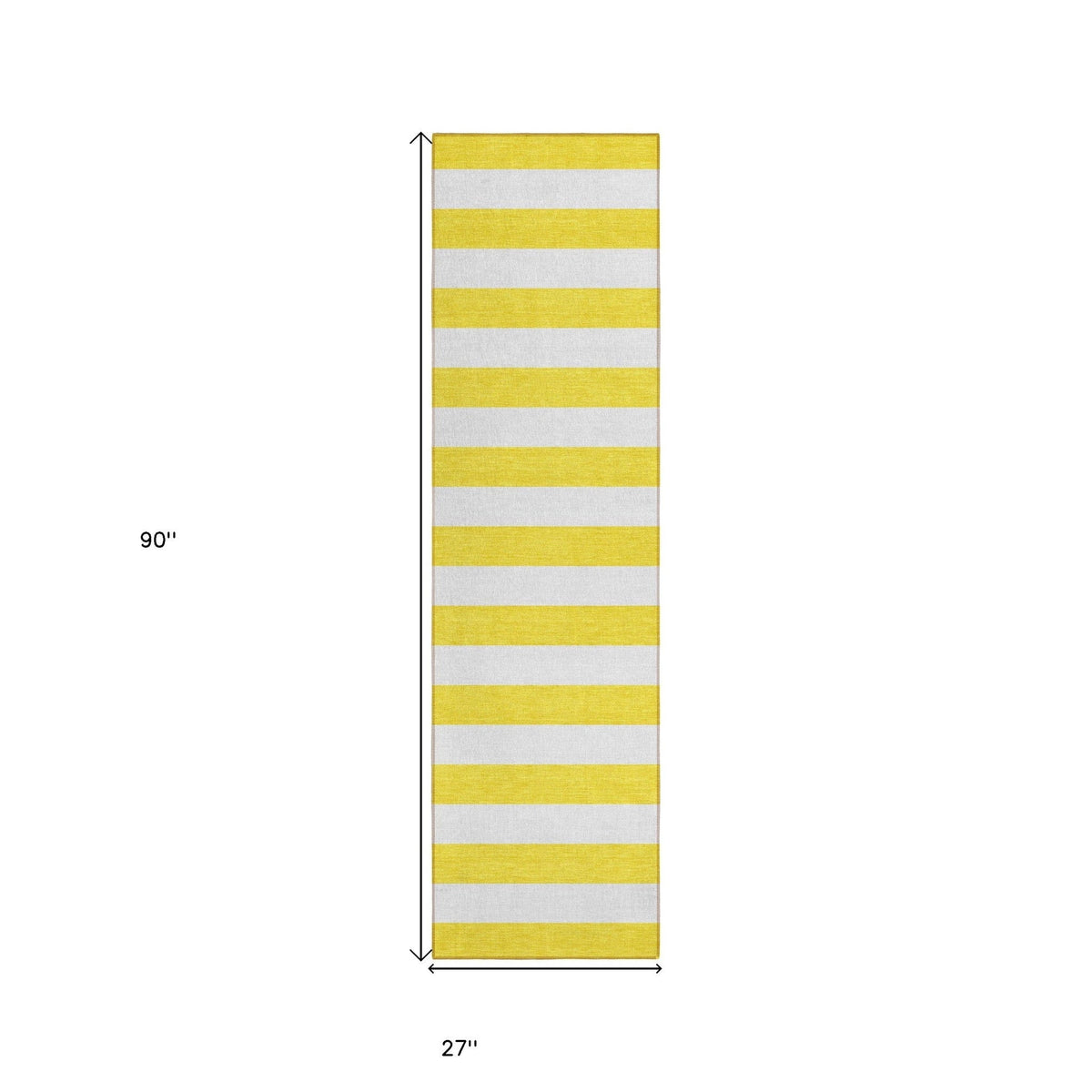 2' X 8' Yellow and White Striped Washable Indoor Outdoor Runner Rug LuxuryLifeWay Online Store