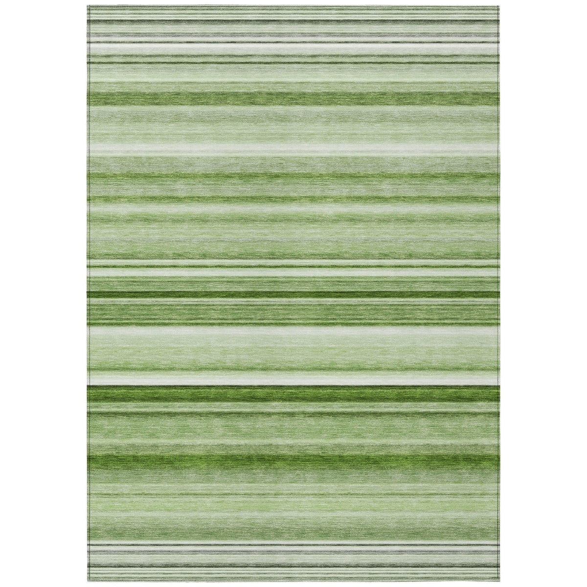 3' X 5' Artichoke Green Striped Washable Non Skid Indoor Outdoor Area Rug LuxuryLifeWay Online Store
