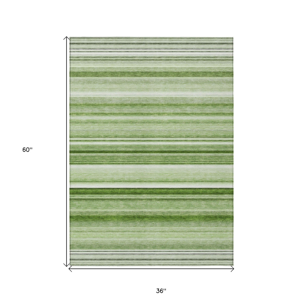 3' X 5' Artichoke Green Striped Washable Non Skid Indoor Outdoor Area Rug LuxuryLifeWay Online Store