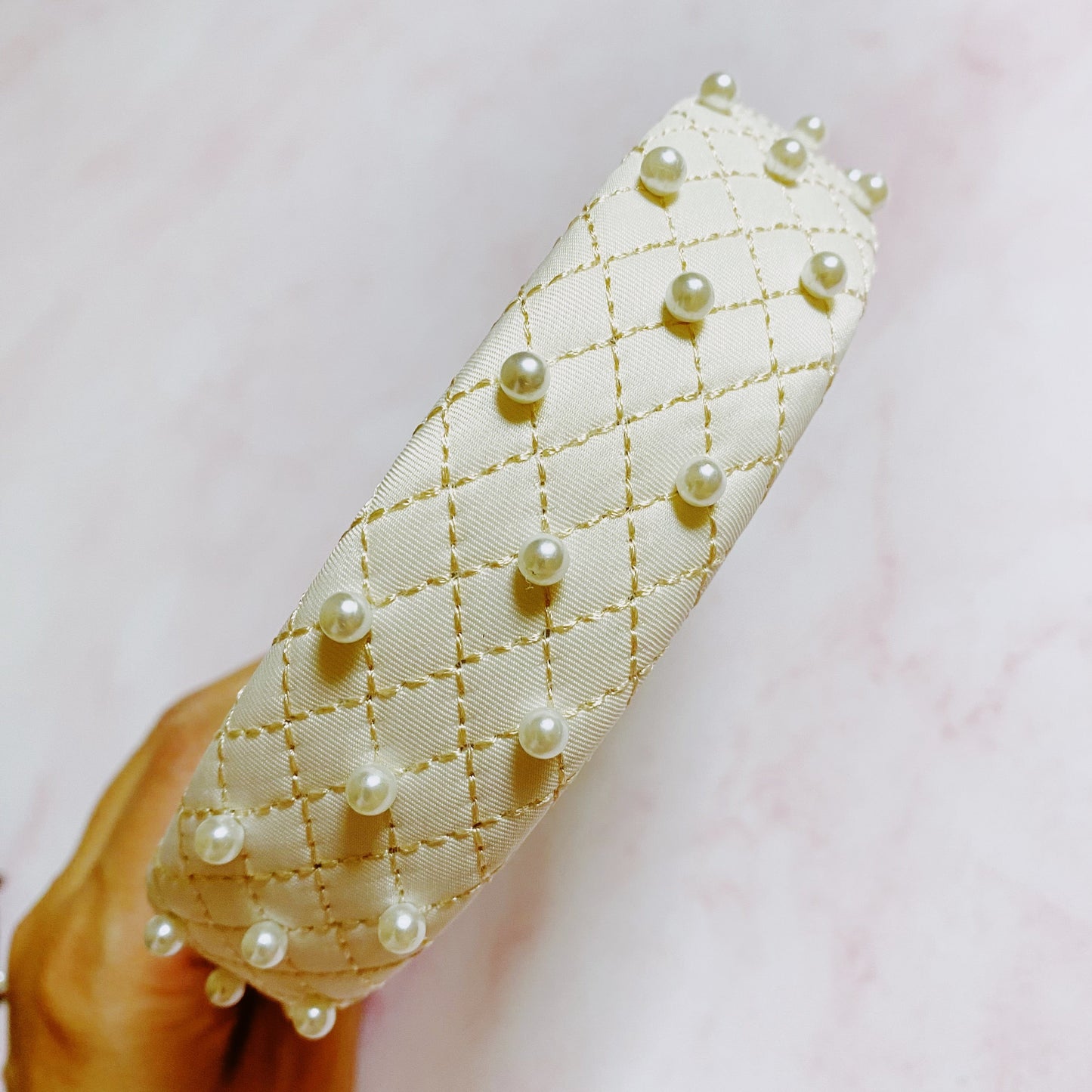 Quilted Elegance Pearl Headband LadyShow.Store