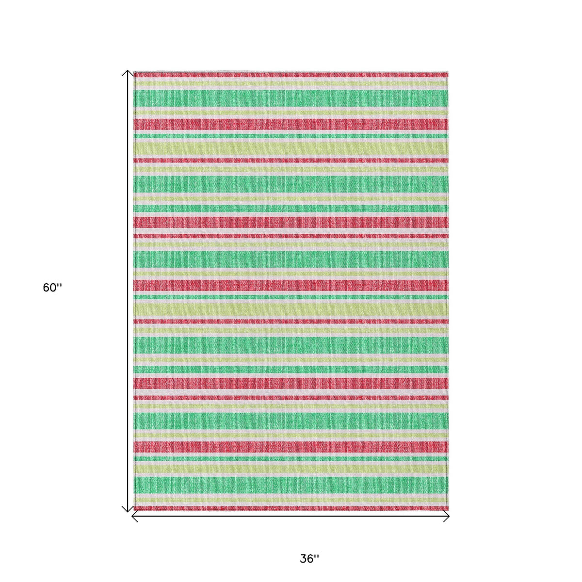 3' X 5' Green Striped Washable Non Skid Indoor Outdoor Area Rug LuxuryLifeWay Online Store