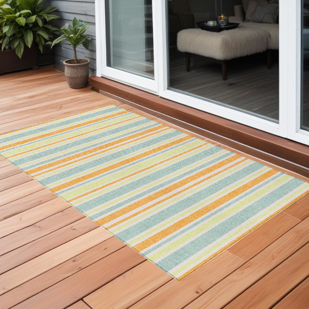 3' X 5' Orange Striped Washable Non Skid Indoor Outdoor Area Rug LuxuryLifeWay Online Store