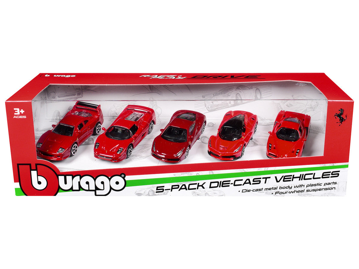 Ferrari Set of 5 Pieces "Race + Play" Series 1/64 Diecast Model Cars by Bburago LuxuryLifeWay Online Store